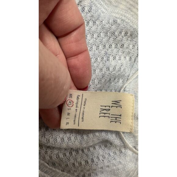 Free People V-Neck Catalina Cloud Heather Thermal Blouse Womens‎ Size XS Blue - Picture 4 of 4